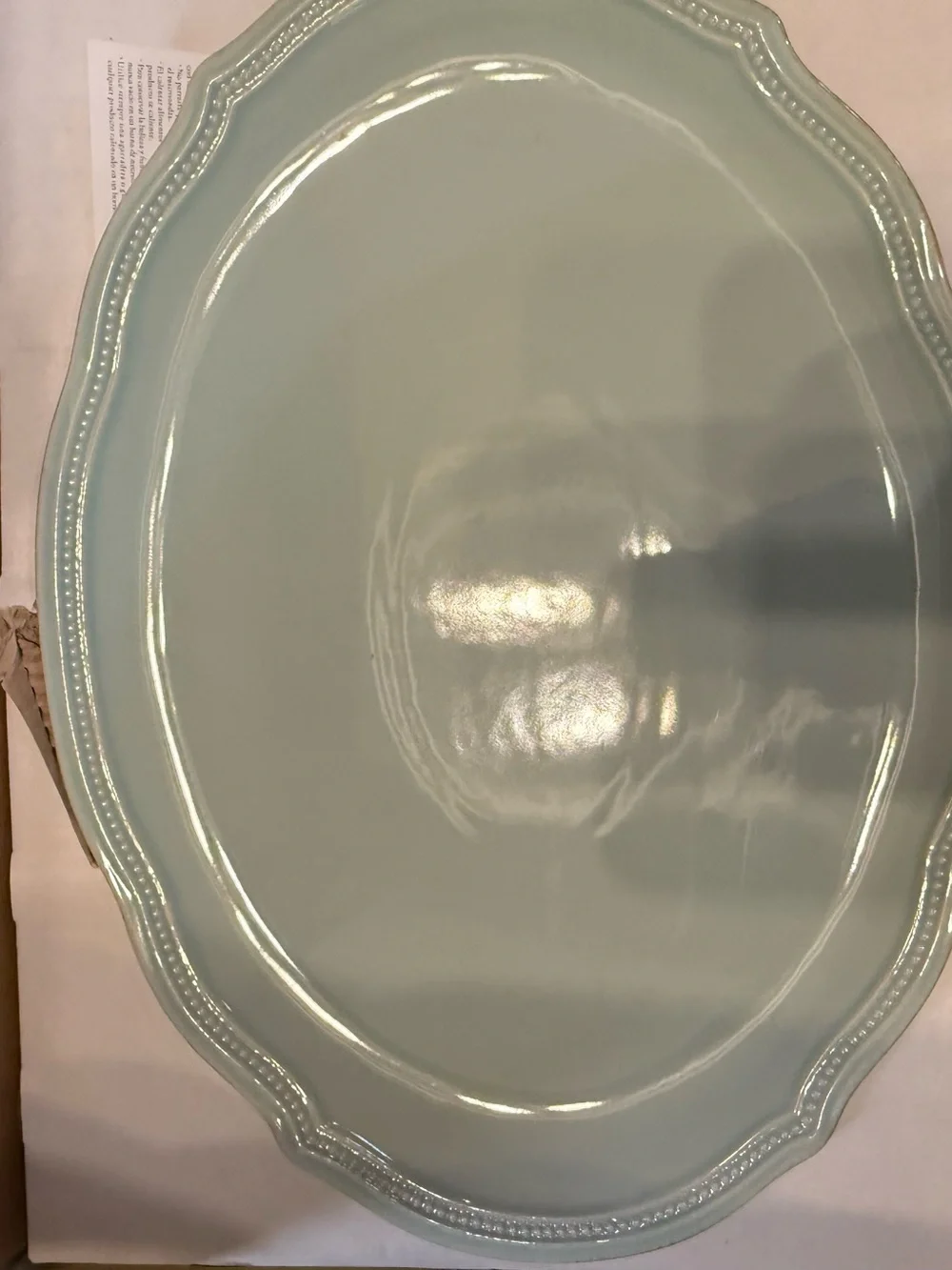 Lenox French Perle Bead Oval Platter in Iced Blue